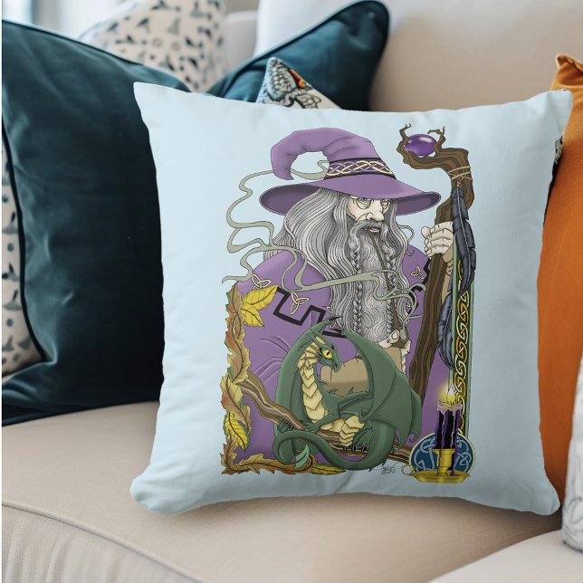 Keltisk Trollkarl Drak Púrpúle Fantasi Kudde (Skapare uppladdad)