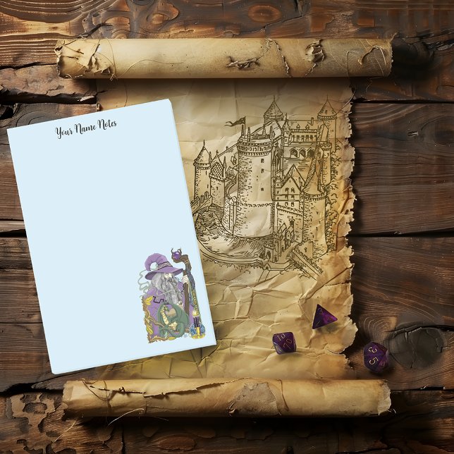 Keltisk trollkarl drake fantasy lila post-it block (Skapare uppladdad)