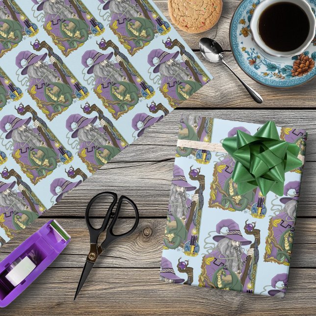 Keltisk trollkarldragon fantasy lila presentpapper (Skapare uppladdad)