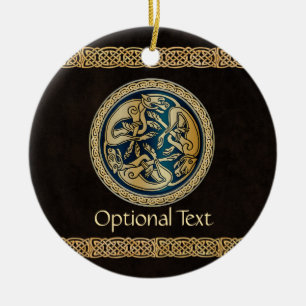 Keltisk Varg Knotwork Triad Julgransprydnad Keramik