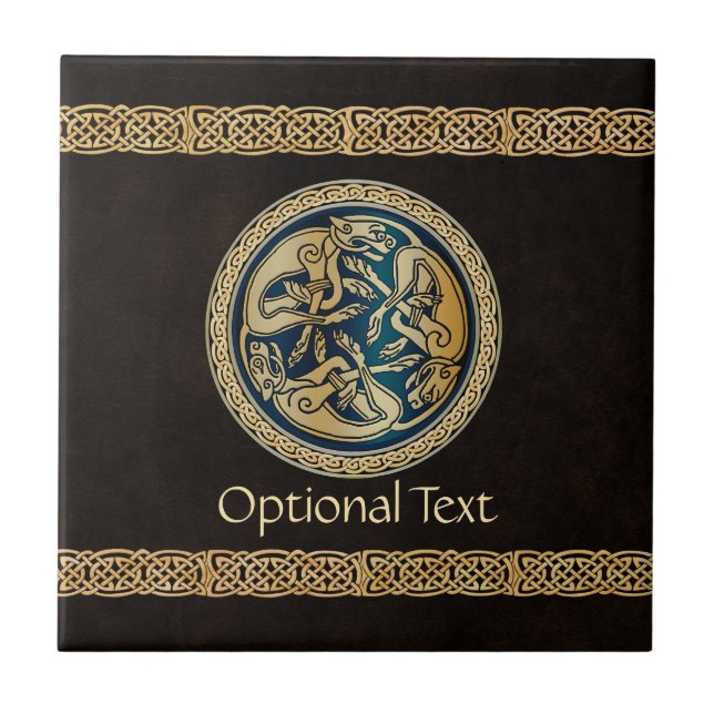 Keltisk Varg Knotwork Triad Kakelplatta (Framsidan)