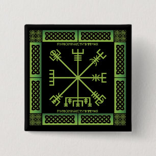 Keltisk Vegvisir-knapp (fyrkantig) Knapp