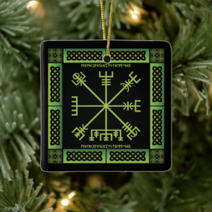 Keltisk Vegvisir-ornament (fyrkantig) Julgransprydnad Keramik