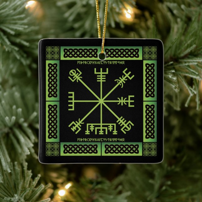 Keltisk Vegvisir-ornament (fyrkantig) Julgransprydnad Keramik (Träd)