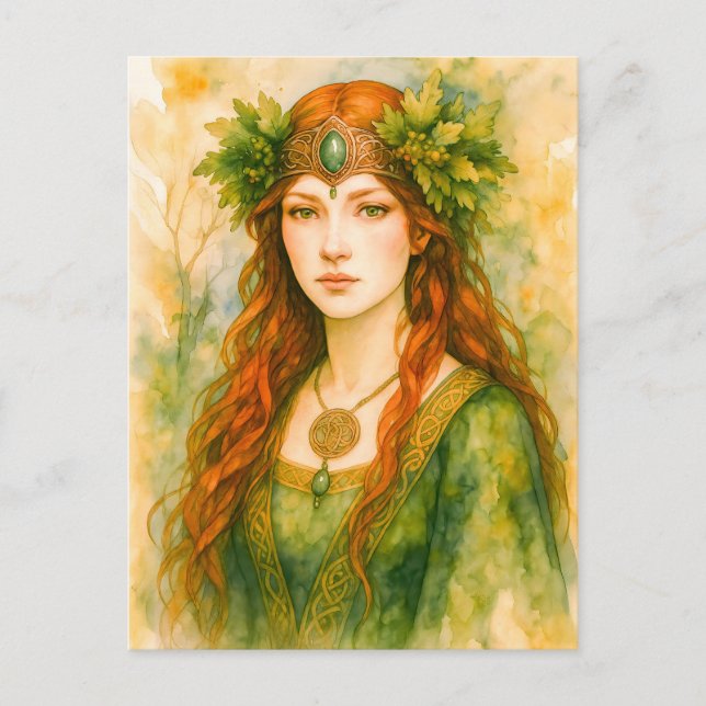 Keltiska druider med ek löv krona helg vykort (Framsida)