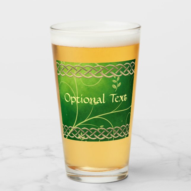 Keltiska gröna knutar och blad glaskopp (Framsida fylld)