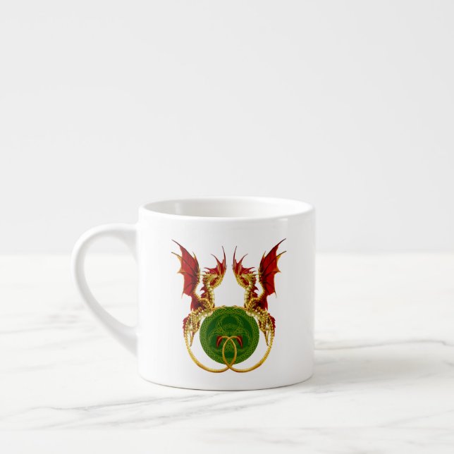 Keltiska halvledarskiktade Måne och dragoner Espressomugg (Vänster)