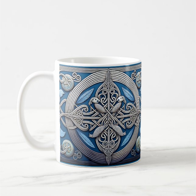 Keltiska knoppar och fåglar kaffemugg (Vänster)