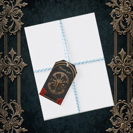 Keltiska knutar och ett hjärta i gotisk elegans. presentetikett