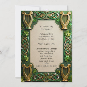 Keltiska knutar och harpor St. Patrick's Day Inbjudningar
