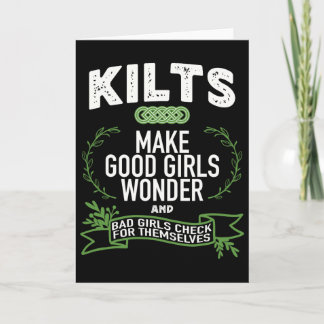 Keltiska män i kilts kvinnor undrar skämt St. Patr Kort