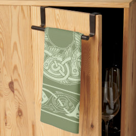 Keltiska notwork Fish in Grönt Kökshandduk