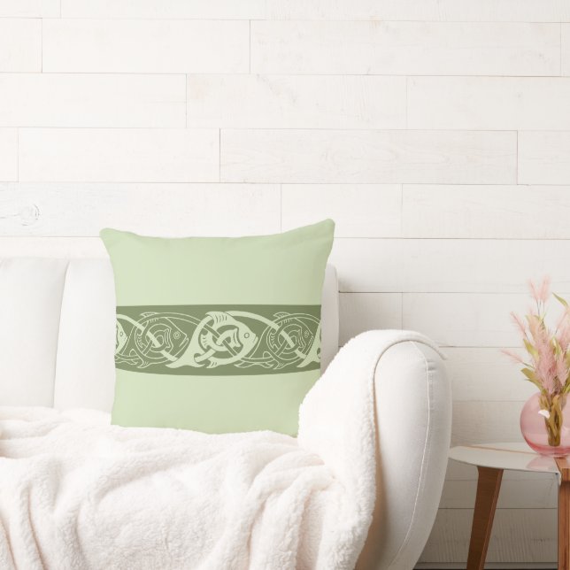 Keltiska notwork Fish in Grönt Kudde (Soffa)