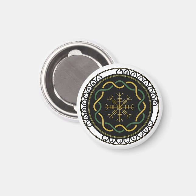 Keltiska Runor 3 Magnet (Rund) (Front/Back)