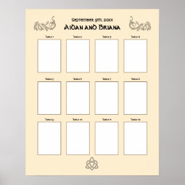 Keltiska symboler och blad 12 bord blankt poster