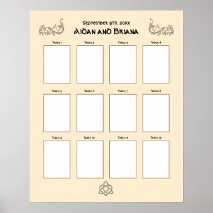 Keltiska symboler och blad 12 bord blankt poster