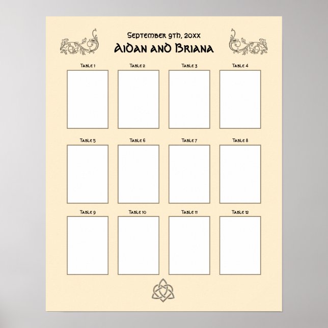 Keltiska symboler och blad 12 bord blankt poster (Framsidan)