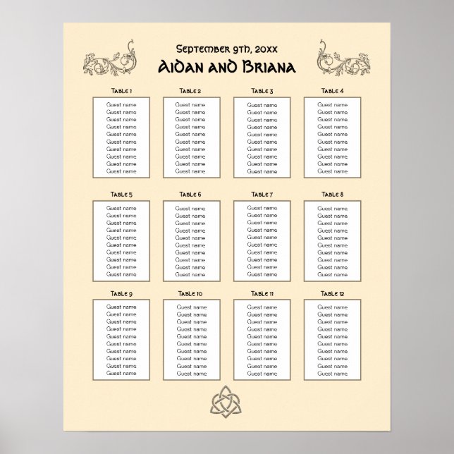 Keltiska symboler och blad 12 bord poster (Framsidan)