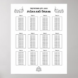 Keltiska symboler och blad för 12 bord poster