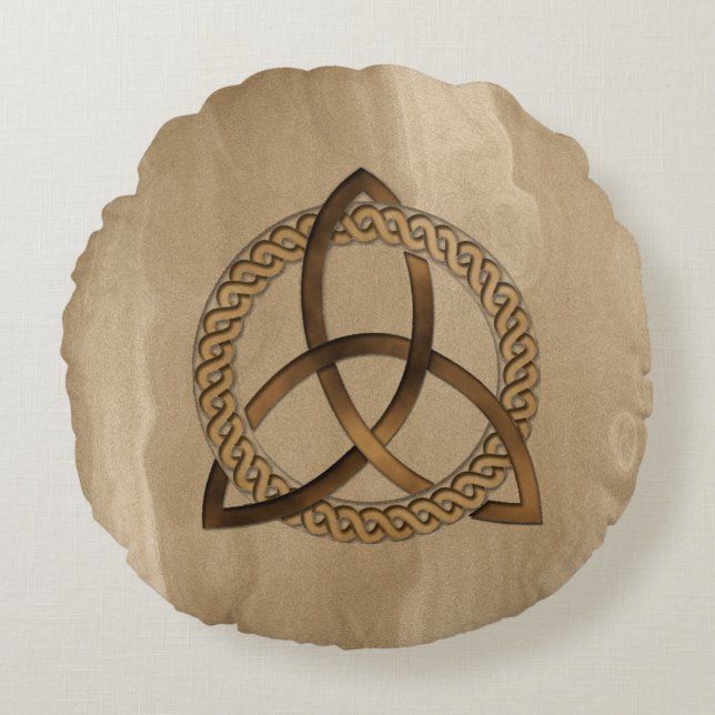 Keltiska triquetra Trinity Knapprunda Pillow Rund Kudde (Framsidan)