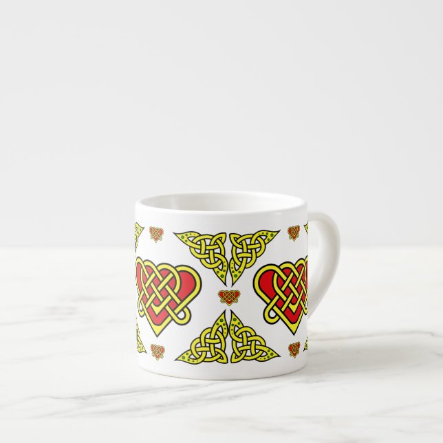 Keltiskt/Gadhlig flätat hjärtknut, gulddesign 2 Espressomugg (Framsida höger)