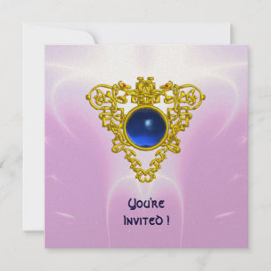 KELTISKT HJÄRTA, ljust blått, rosa violett guld Inbjudningar