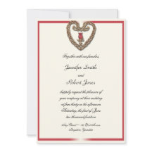 Keltiskt hjärta med en inbjudan till Röd ros-bröll