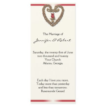 Keltiskt hjärta med röd ros Bröllopsprogram