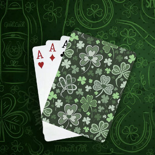 Keltiskt Klöver Mönster Gröna Irländska Hjärtan Casinokort