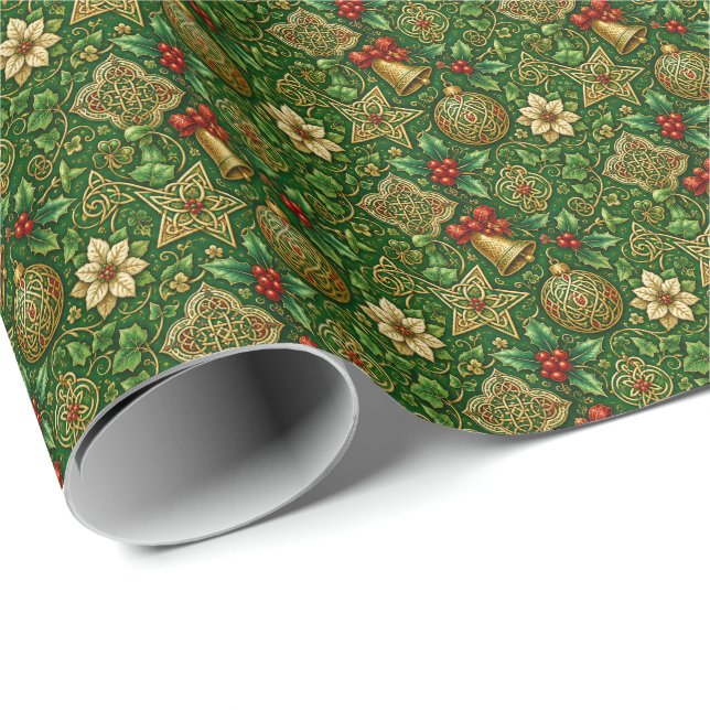 Keltiskt knutmönster Irländsk julinpackningspapper Presentpapper (Rullad Hörn)