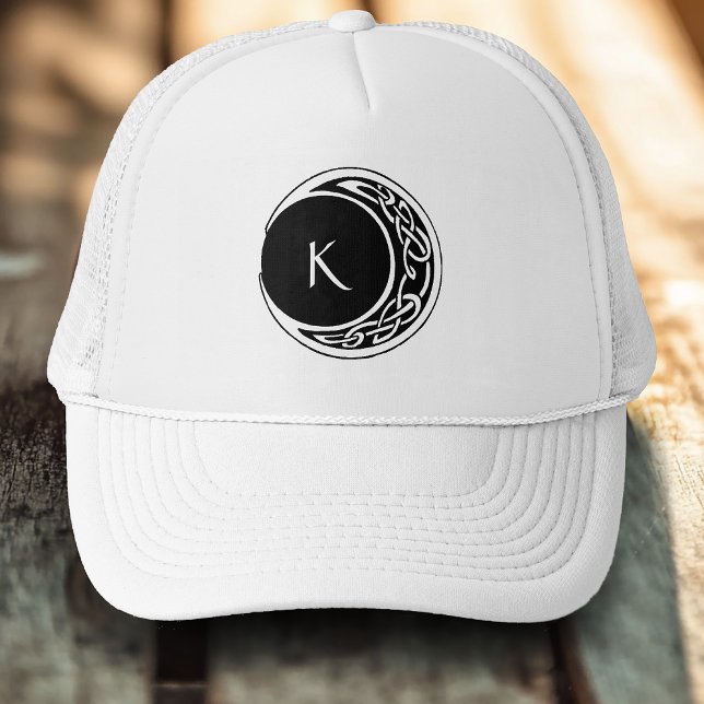 Keltiskt Knutmönster Måncirkel Monogram Svart Vitt Keps (Skapare uppladdad)