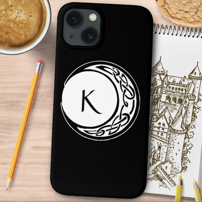 Keltiskt Knutmönster Måne Cirkel Monogram Svart Vi (Skapare uppladdad)