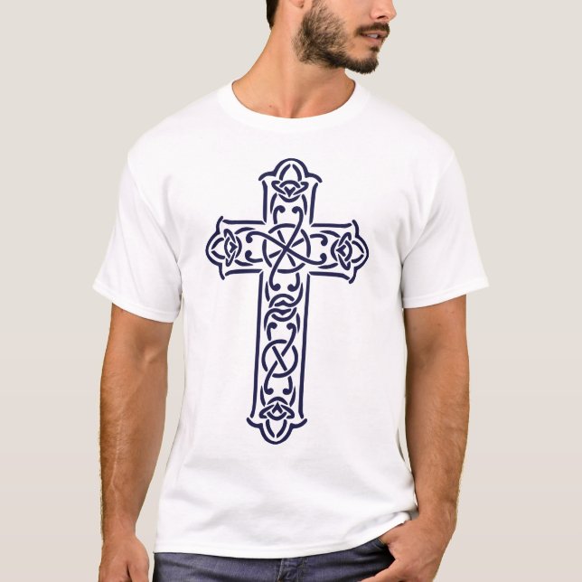 Keltiskt kors grafisk knutkonst konst t shirt (Framsida)