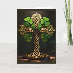 Keltiskt kors och Shamrocks St. Patricks dag Helgkort