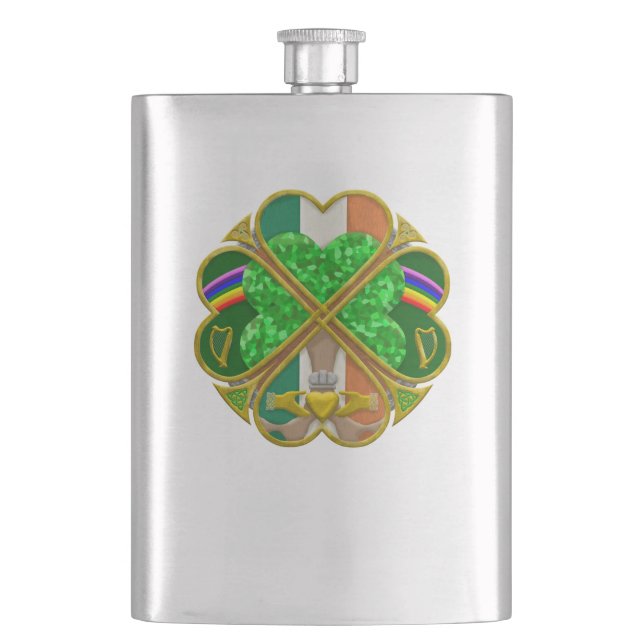 Keltiskt Shamrock- arvssymbol irländsk inspiration Fickplunta (Framsidan)
