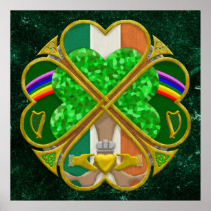 Keltiskt Shamrock- arvssymbol irländskt inspirerad Poster
