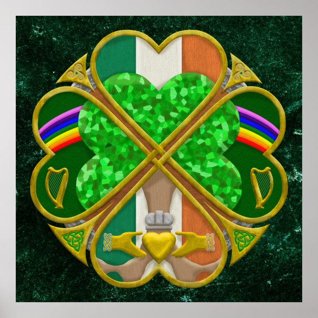 Keltiskt Shamrock- arvssymbol irländskt inspirerad Poster (Framsidan)