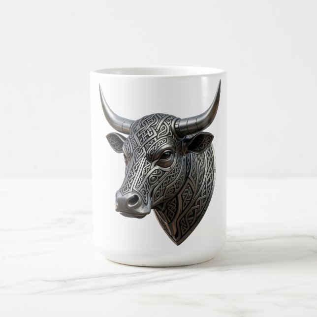 Keltiskt silvertjurhuvud Viking Keltiskt Kaffemugg (Center)