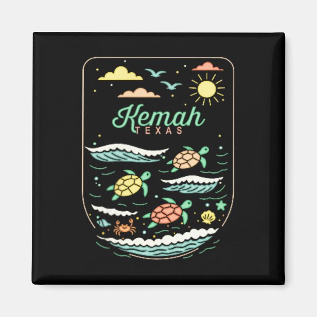 Kemah Tx Söt strand semester havssköldpadda älskar Magnet (Framsidan)