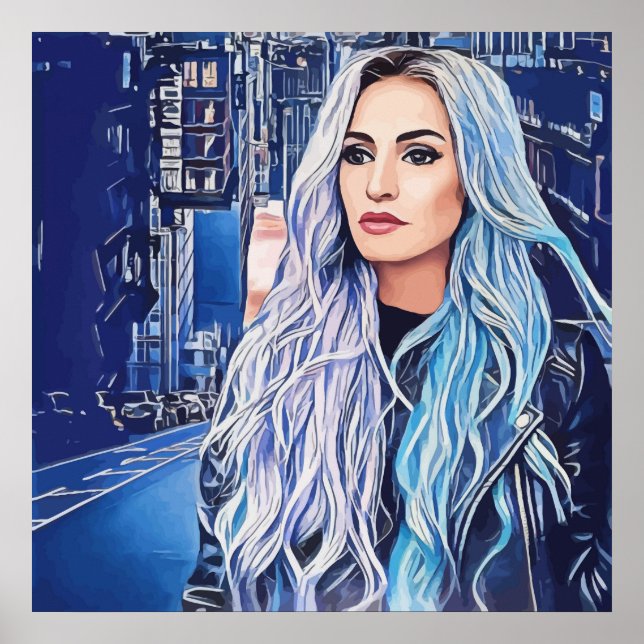 Keman i City Surreal Abstrakt Art Poster (Framsidan)