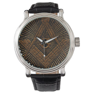 Kembossad Masonic-kvadrat och -kompass Armbandsur