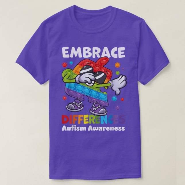 Kembrace Differens Autism Dabbing Puzzle Poppin F T Shirt (Design framsida)