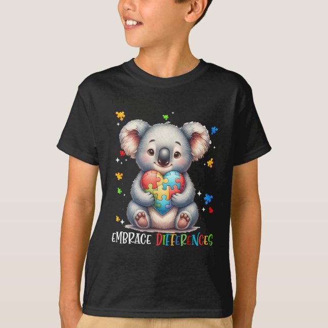 Kembrace differenser Pussel Heart Koala Autism Awa T Shirt (Framsida)