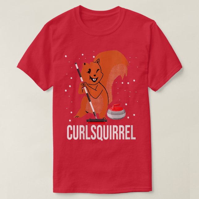 Kemens Curling Sport Mascot Curlsquirrel Curling S T Shirt (Design framsida)