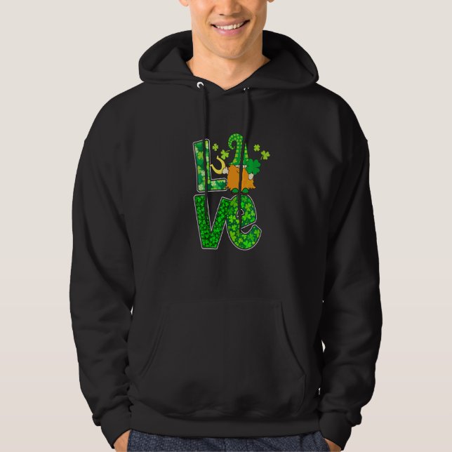 Kemens Funny St patricks day Outfit Cute Gnomes Lo Hoodie (Framsida)
