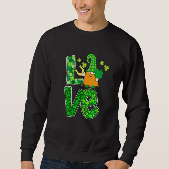 Kemens Funny St patricks day Outfit Cute Gnomes Lo Lång Ärmad Tröja (Framsida)