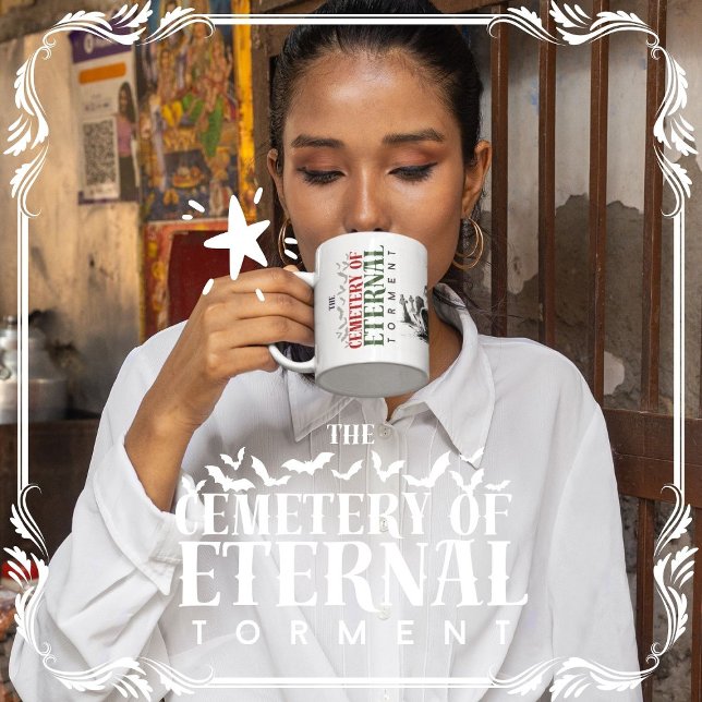 Kemeteriet i det externa Torment Kaffemugg (The Cemetery of Eternal Torment cover from The Beekeeper Store)