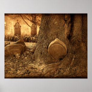 Kemetery Gothic Gravsten Westerna Struktur Poster