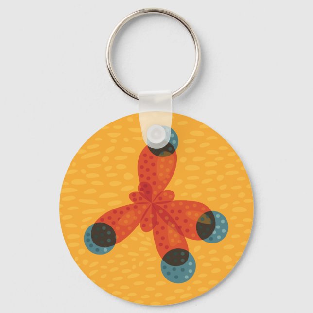 Kemi Geek Orange Methane Molecule Nyckelring (Framsida)