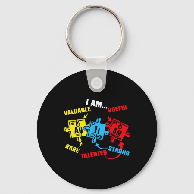 Kemi Inslag Periodic Bord Puzzle Autism Aw Nyckelring (Framsida)